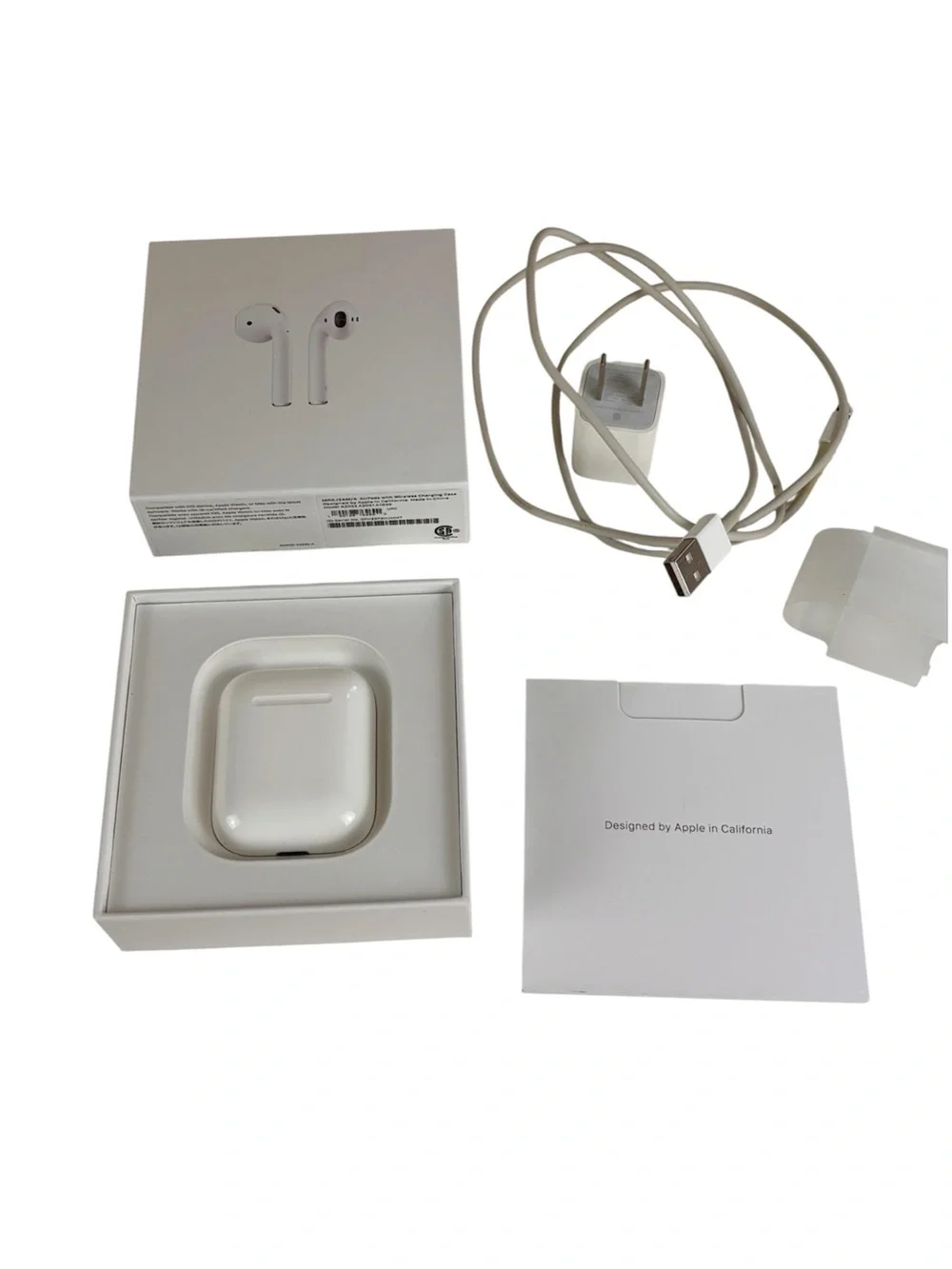 Apple White Wireless Earbuds with Case and Accessories